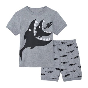 Camiseta y pantalones cortos de tiburón gris de alta calidad y a la moda para niños