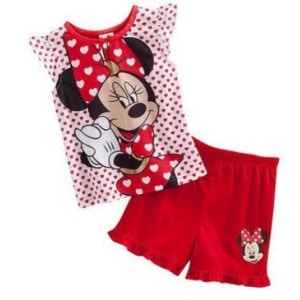 Conjunto de pijama de verano Minnie rojo y blanco para niñas