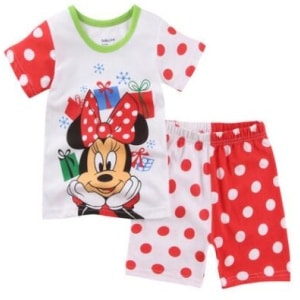 Pijama de verano Minnie Mouse para niñas blanco y rojo