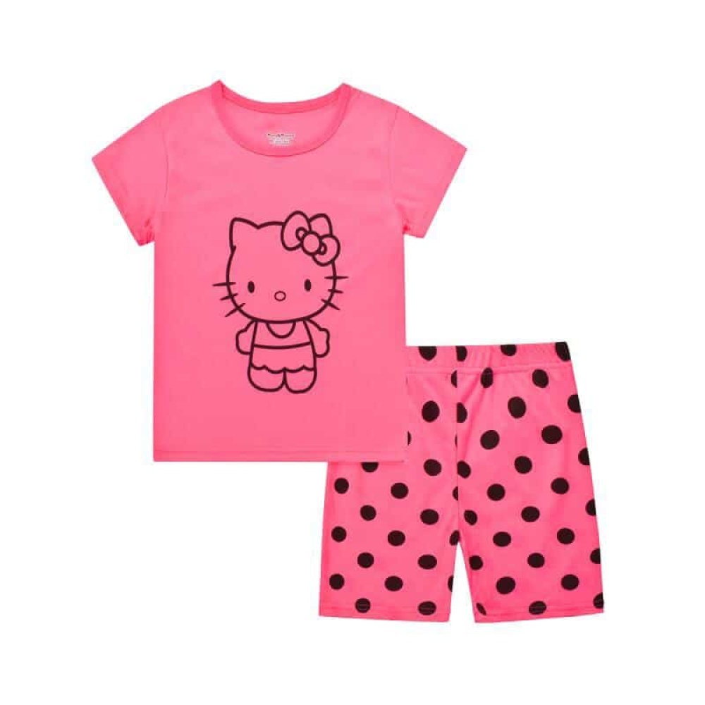 Pijama de verano Hello Kitty con pantalón corto rosa y negro