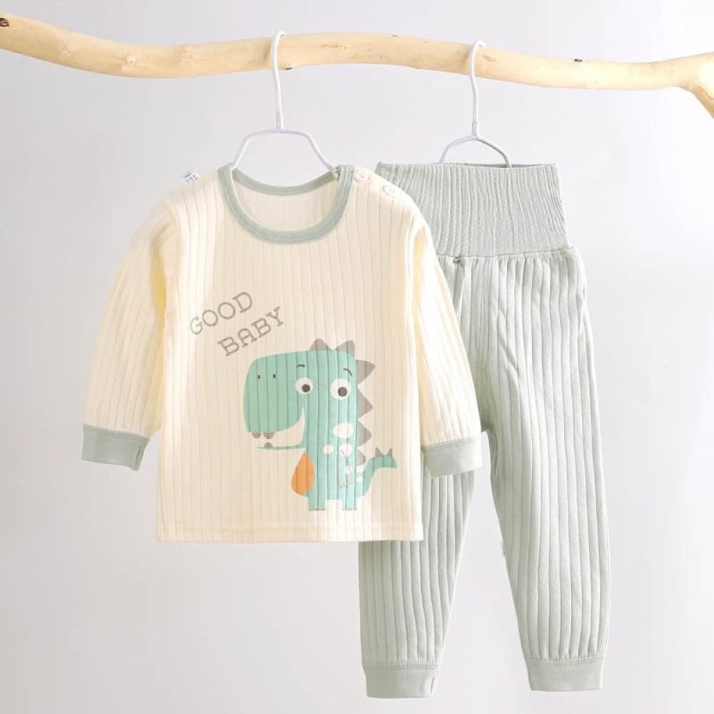 Conjunto de pijama de algodón con estampado de dinosaurios para niños con cinturón