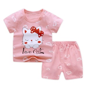Camiseta de dos piezas y pantalón corto de algodón rosa, a la moda