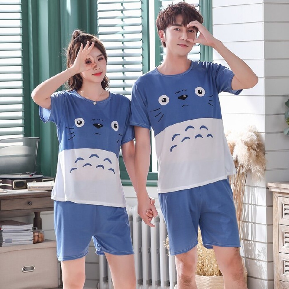Pijama de dos piezas camiseta y pantalón corto estampado Toroto para pareja a la moda