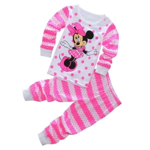 Pijama de dos piezas a rayas rosas de Minnie Mouse con pantalón a rayas rosas y blancas