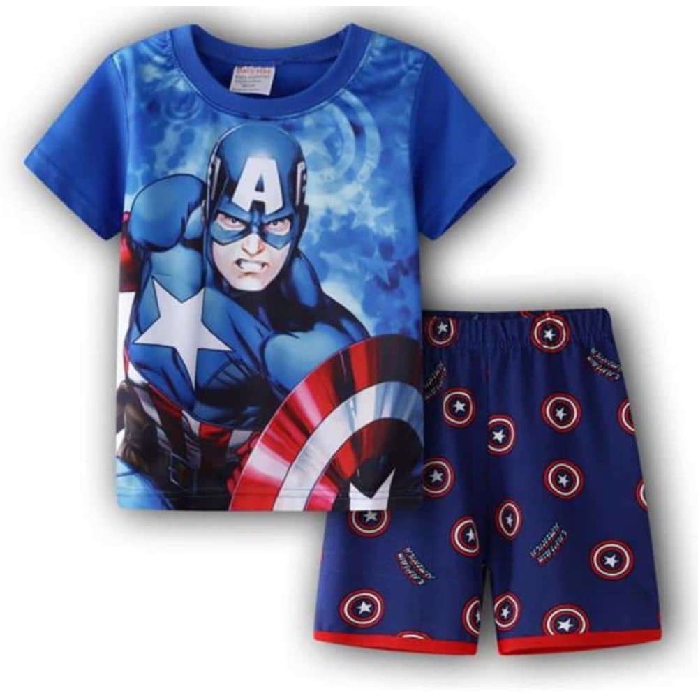 Pijama de verano del Capitán América en algodón azul, de muy alta calidad y a la moda