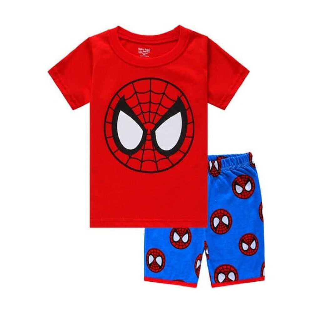 Moderno conjunto de pijama Spiderman de algodón rojo, azul y negro para niños