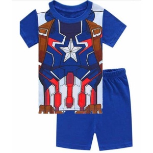 Pijama de verano de algodón azul del Capitán América para niños de muy alta calidad a la moda