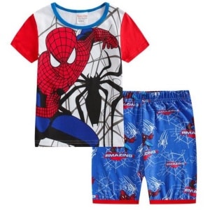 Pijama de verano de dos piezas con diseño de Spiderman fabricado en algodón de moda de muy alta calidad