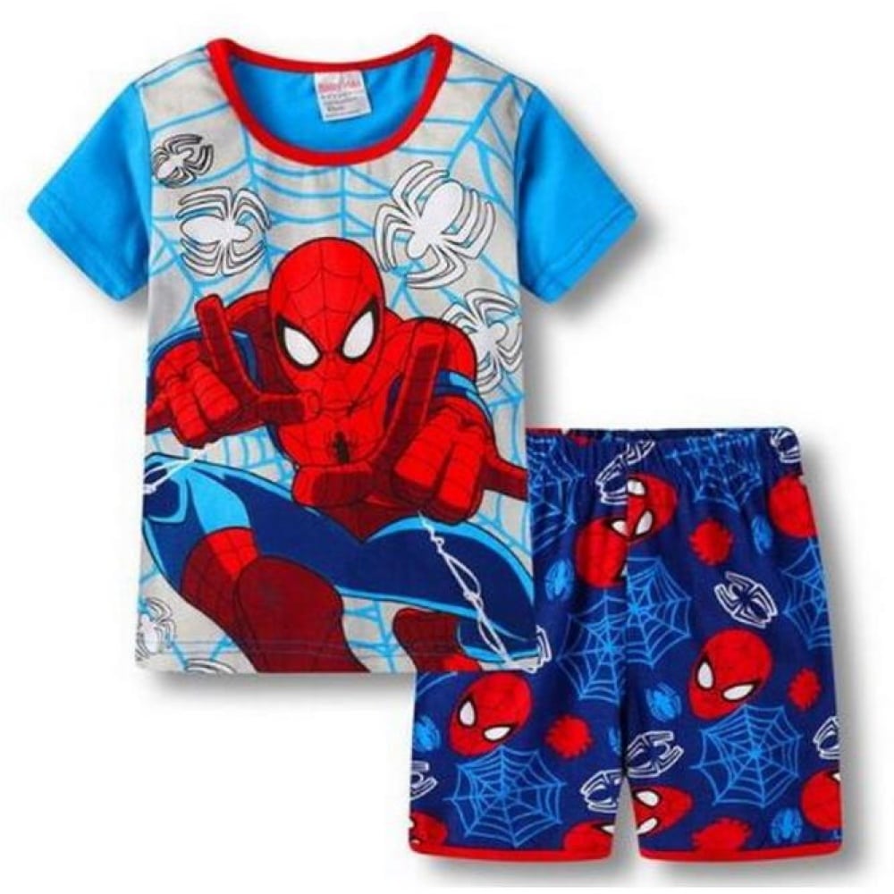 Pijama de dos piezas Spiderman azul de algodón de moda