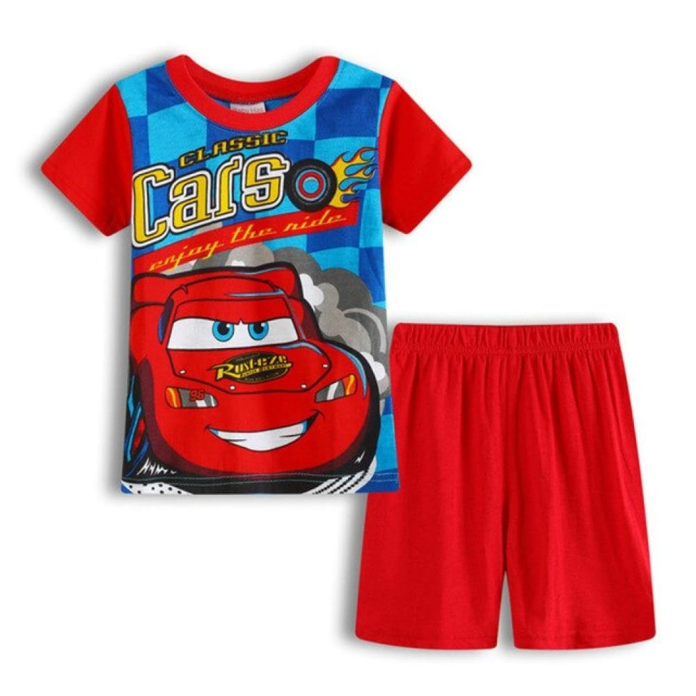 Pijama de verano de algodón para niños con pantalón corto rojo de moda de muy alta calidad