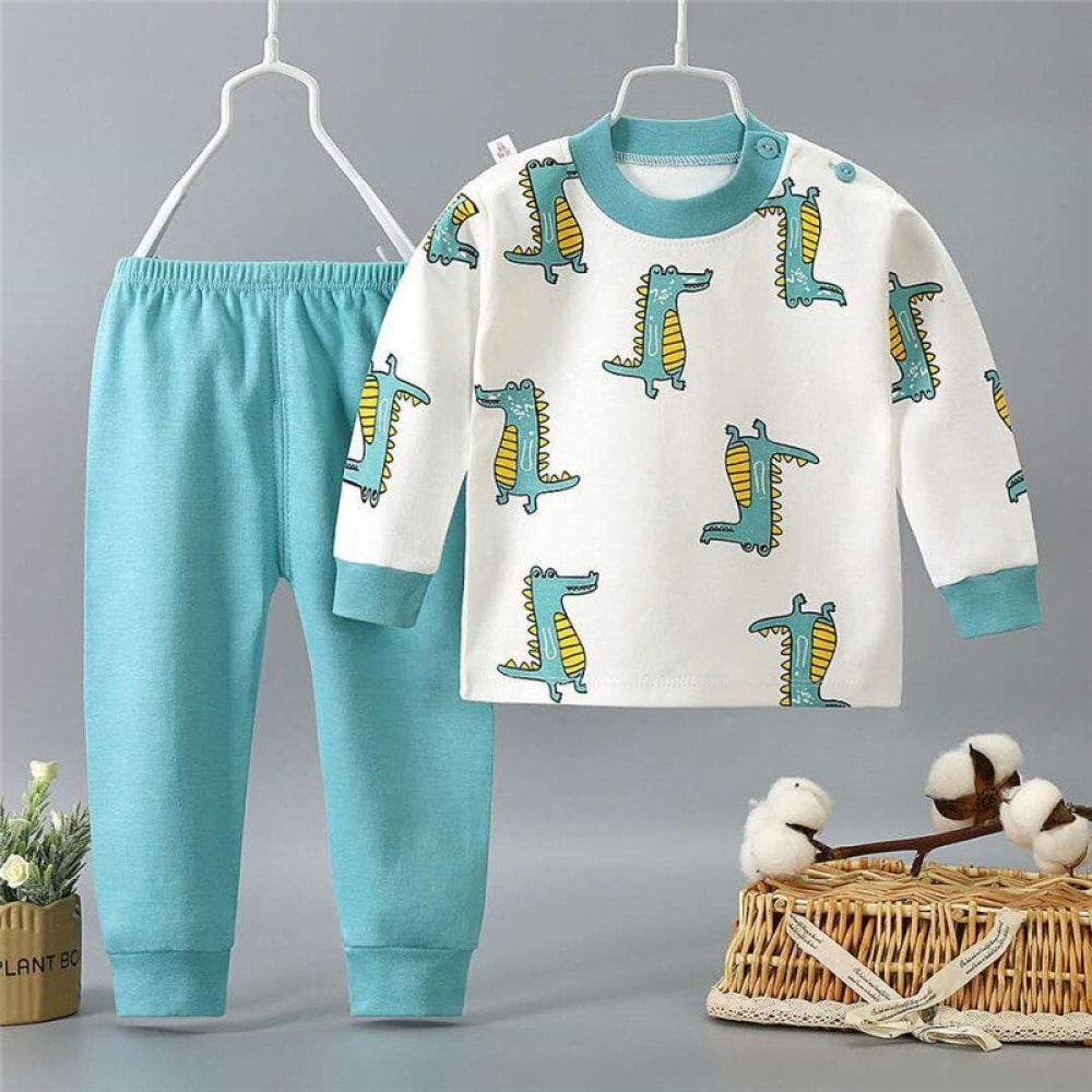 Pijama de algodón de alta calidad con estampado de cocodrilo para niños en un cinturón