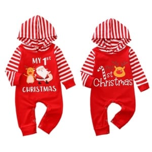 Mono navideño con capucha roja de moda para recién nacidos niños y niñas