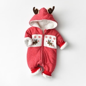Mono de moda para bebé con capucha de ciervo rosa y blanco
