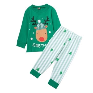 Conjunto de pijama verde de manga larga para niños, de muy alta calidad
