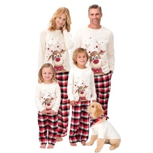 Conjunto de pijama de Navidad para la familia reno de Navidad de muy alta calidad de moda