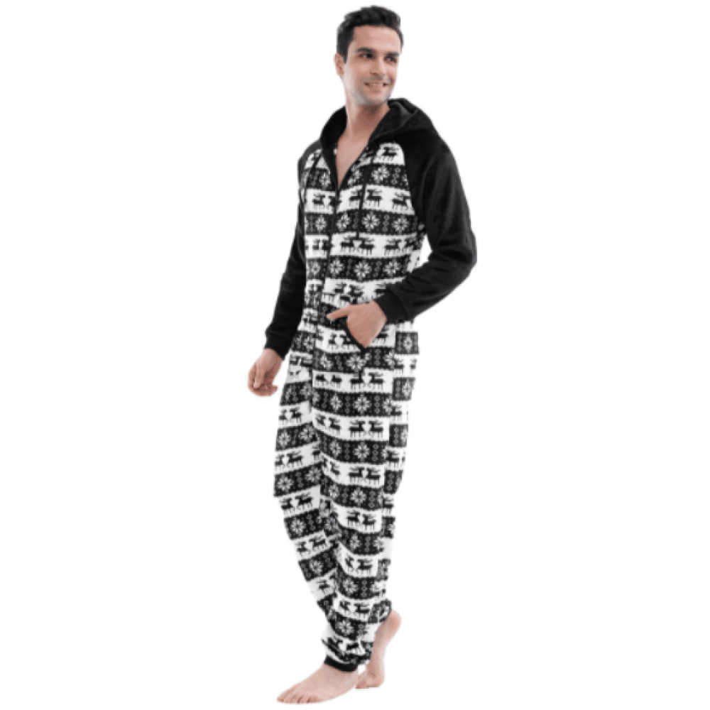 Traje de pijama negro de franela estampada para hombre muy a la moda, de muy alta calidad