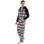 Traje de pijama negro de franela estampada para hombre muy a la moda, de muy alta calidad