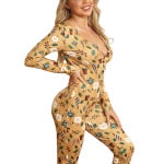 Traje de pijama en oro con mangas largas para mujer de moda de muy alta calidad