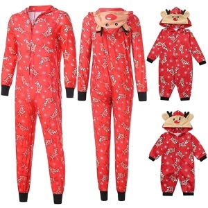 Pijama rojo para toda la familia completo a la moda