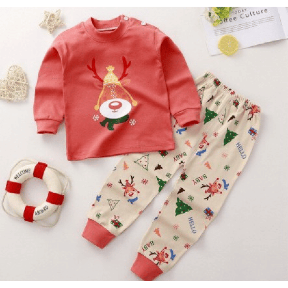 Conjunto de pijama Reno de Navidad para niños y niñas