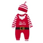 Atuendo navideño rojo de manga larga de moda para bebés niñas y niños
