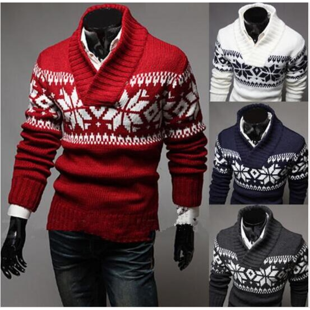 Jersey de Navidad para hombre con cuello de pico en varios colores de moda
