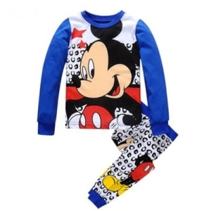 Pijama de algodón con Mickey sobre fondo azul muy cómodo