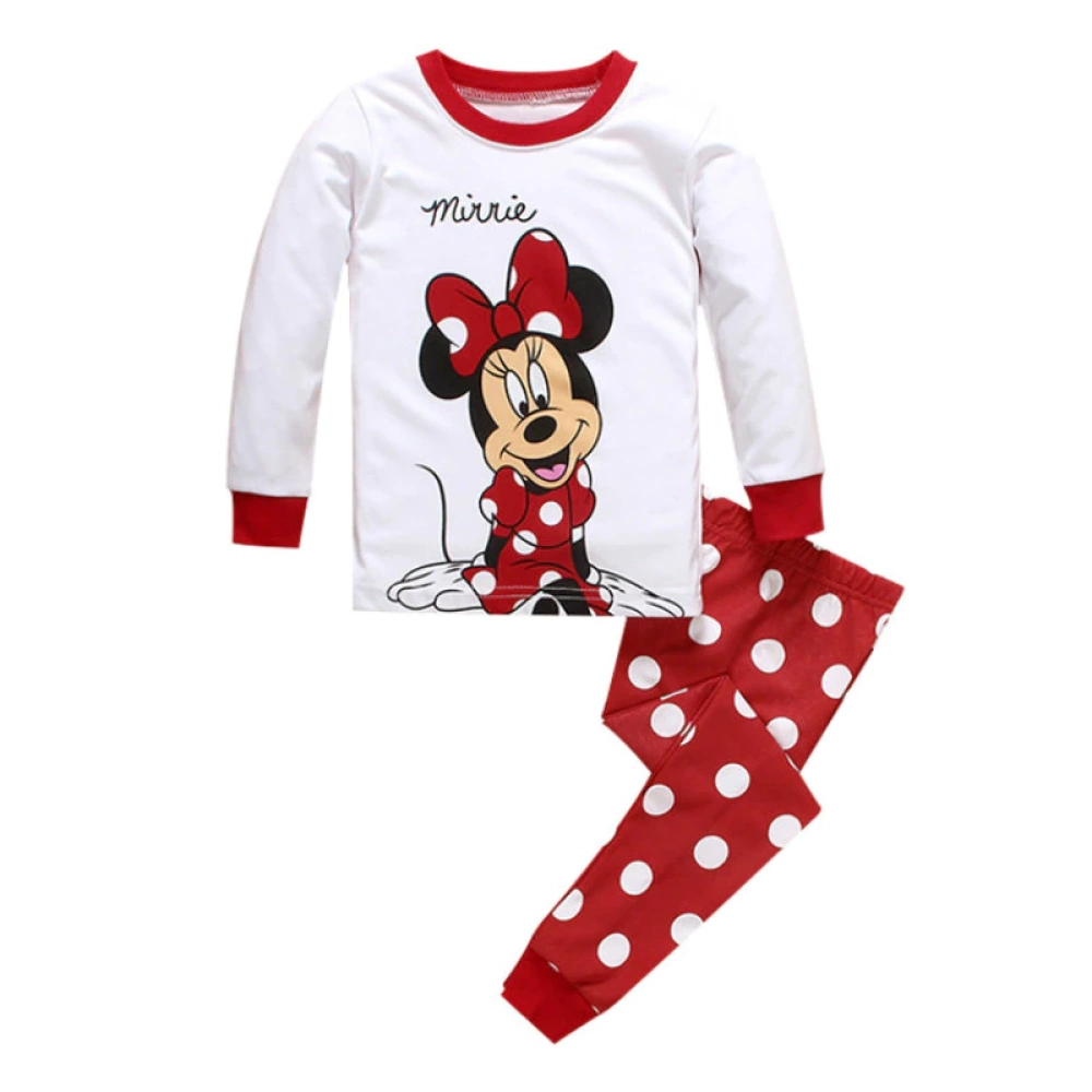 Conjunto de pijama de algodón con estampado de Minnie en blanco y rojo