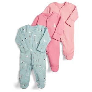 Pijama de bebé de 3 piezas con motivo de ganso y fondo blanco