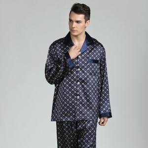 Pijama de satén negro para adultos