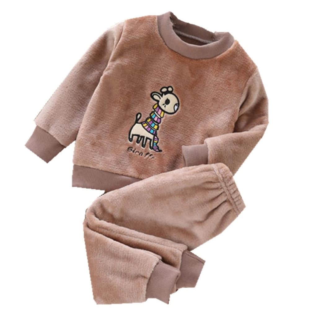 Pijama de vellón de jirafa marrón muy cómodo y a la moda para niños