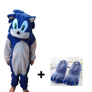 Traje de pijama azul de Sonic the Hedgehog para niños con zapatilla completa