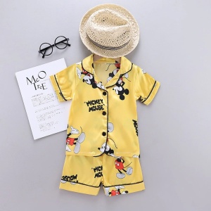 Pijama de verano Disney para niños Mickey amarillo